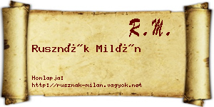 Rusznák Milán névjegykártya