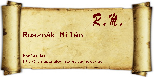 Rusznák Milán névjegykártya